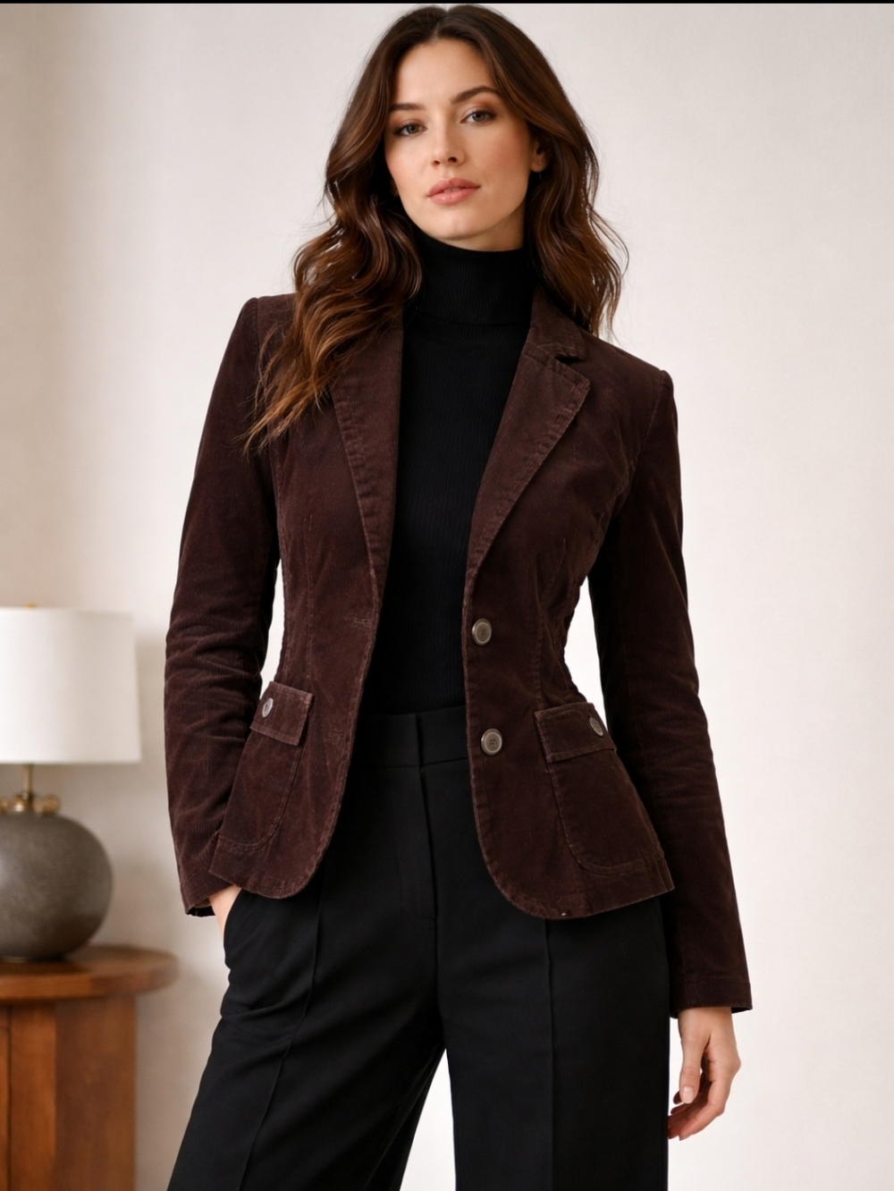 H&M Brown Corduroy Blazer | Dark Academia Tailored Jacket | Size 8 🤎